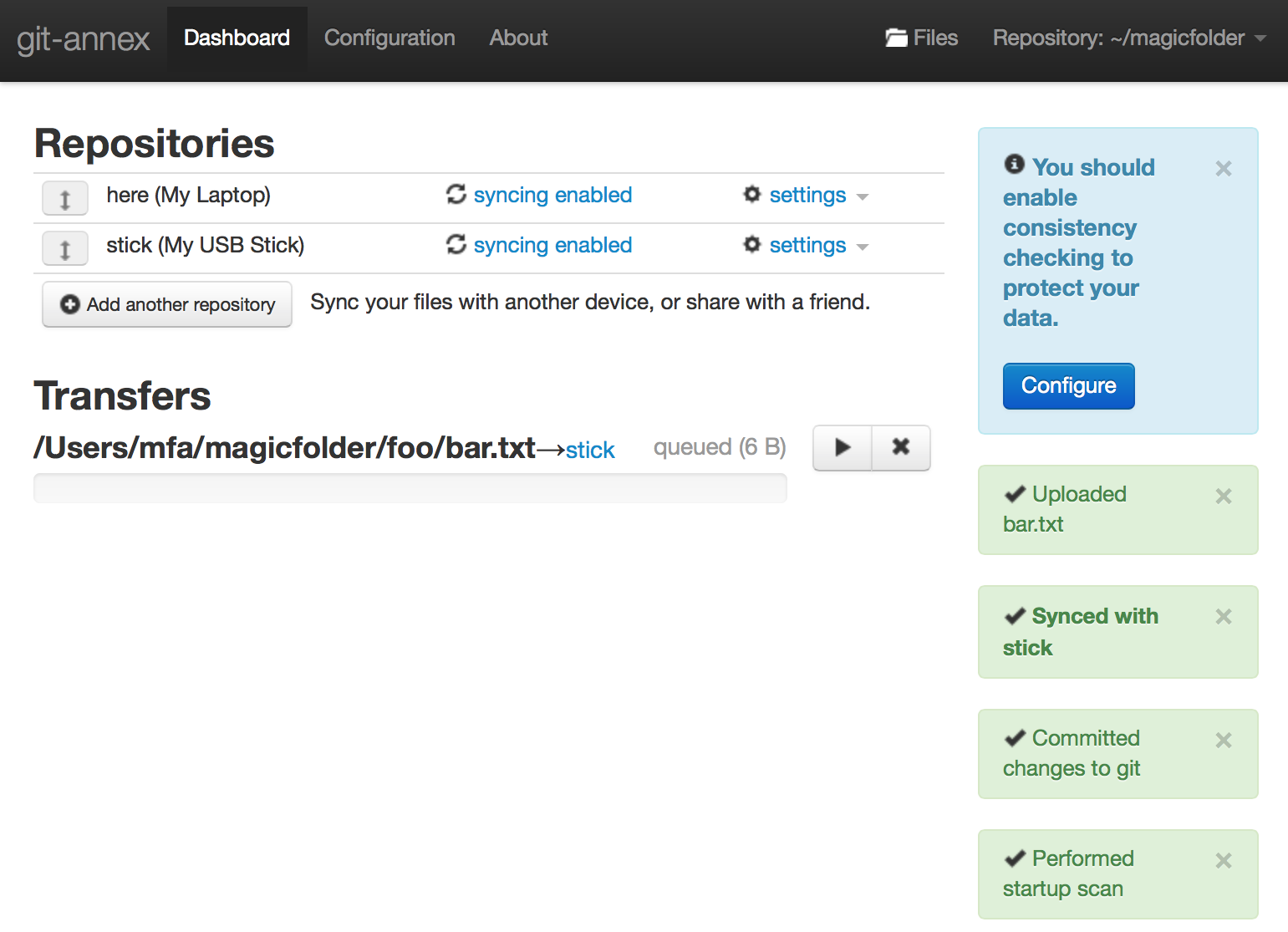 accessing git annex gui from another machine.